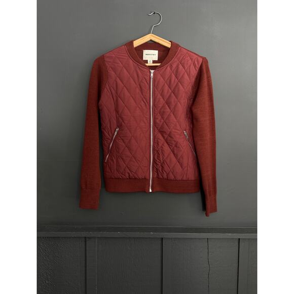 Industry Republic Jackets & Blazers - Industry Republic Burgundy Quilted Wool Blend Bomber Jacket Size Small